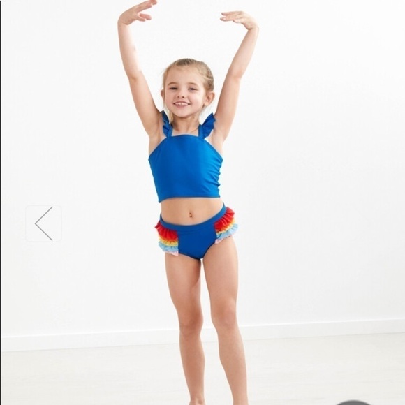Hanna Andersson NWT Sunblock Tulle Swim Set 18-24 Months (80) Rainbow Ruffle - Picture 7 of 7